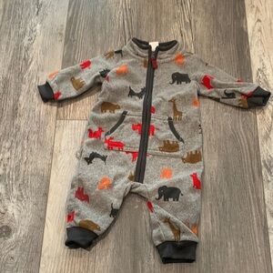 Carters Gray Animal Print Kids One Piece